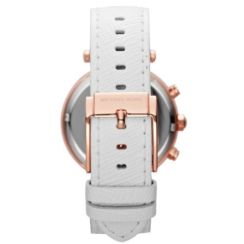 Michael Kors Ladies Parker Rose Gold/White Leather Chronograph Watch - MK2281 - Image 3